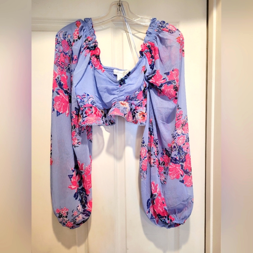 House of Harlow 1906 Cropped Ruffled/Ruched Top, Size S